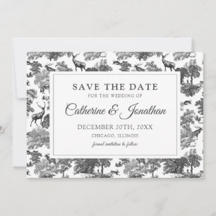 Elegantes Vintages Schwarz-weißes Toile Deer Save The Date
