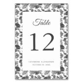 Elegantes Vintages Schwarz-weißes Toile Deer Tischnummer (Rückseite)