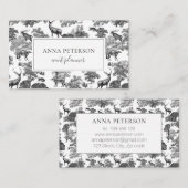 Elegantes Vintages Schwarz-weißes Toile Deer Visitenkarte (Vorne/Hinten)