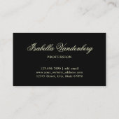 Elegantes Vintages Schwarzes Barock Visitenkarte (Rückseite)