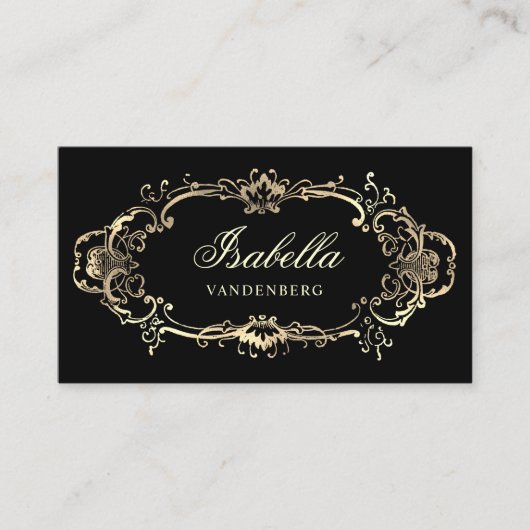 Elegantes Vintages Schwarzes Barock Visitenkarte (Vorderseite)