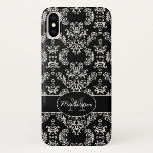 Elegantes, Vintages Schwarzes Monogramm Case-Mate iPhone Hülle (Rückseite)