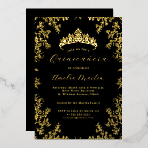 Elegantes Vintages Schwarzes Schwarzes Meer Folieneinladung