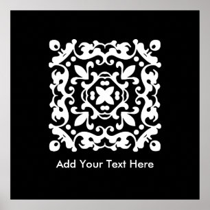 Elegantes Vintages Schwarzweiss-dekoratives Poster