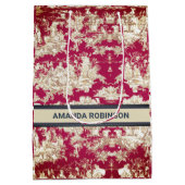 Elegantes Vintages Seetoile de jouy Monogramm Mittlere Geschenktüte (Rückseite)