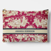 Elegantes Vintages Seetoile de jouy Monogramm Zubehörtasche (Vorderseite)