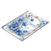 Elegantes Vintages serenblaues Blüten Notizblock (Linke Seite)