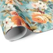 Elegantes Vintages Shabby Chic Frühlingsflora Geschenkpapier (Rolleneckpunkt)