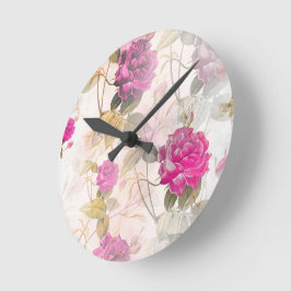 Elegantes Vintages Shabby Chic Lila Rose Runde Wanduhr