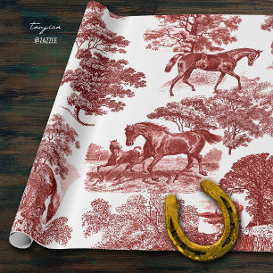 Elegantes Vintages, stilvolles Rotes Museum Geschenkpapier