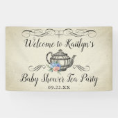 Elegantes Vintages Tea Party | Babydusche Begrüßun Banner (Horizontal)