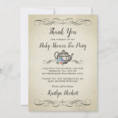 Elegantes Vintages Tea Party | Babydusche Dankeskarte (Vorderseite)