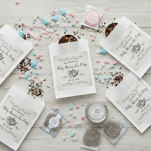 Elegantes Vintages Tea Party | Babydusche Geschenktütchen