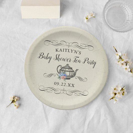 Elegantes Vintages Tea Party | Babydusche Pappteller