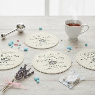 Elegantes Vintages Tea Party   Babydusche Runder Pappuntersetzer