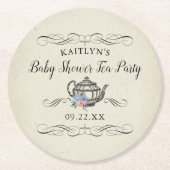 Elegantes Vintages Tea Party | Babydusche Runder Pappuntersetzer (Vorderseite)