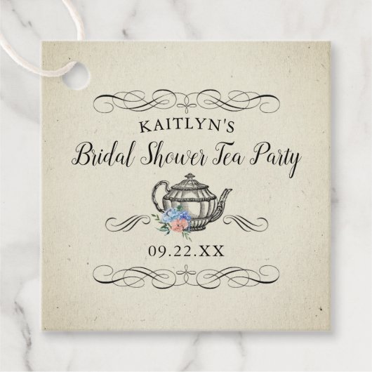 Elegantes Vintages Tea Party | BRAUTPARTY Geschenkanhänger (Vorderseite)