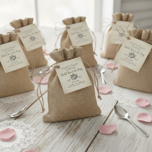 Elegantes Vintages Tea Party | BRAUTPARTY Geschenkanhänger