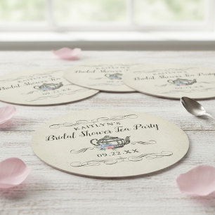 Elegantes Vintages Tea Party BRAUTPARTY Runder Pappuntersetzer