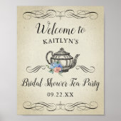 Elegantes Vintages Tea Party | Brautparty Willkomm Poster (Vorne)