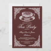Elegantes Vintages Tea Party Einladung (Vorderseite)