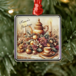 Elegantes Vintages Tea Party Weihnachten Ornament Aus Metall