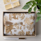Elegantes Vintages Toile Brown Deer in Woodland Seidenpapier (Geschenk)