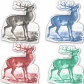 Elegantes Vintages Toile Deer Set von vier Aufkleber (Vorderseite)