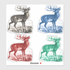 Elegantes Vintages Toile Deer Set von vier Aufkleber