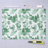 Elegantes Vintages Toile Grünes Hirsch im Wald Seidenpapier (Handwerk)