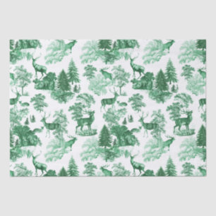 Elegantes Vintages Toile Grünes Hirsch im Wald Seidenpapier