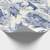 Elegantes Vintages tropisches Tiger Blaues Toilmus Geschenkpapier (Ecke)