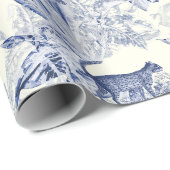 Elegantes Vintages tropisches Tiger Blaues Toilmus Geschenkpapier (Rolleneckpunkt)