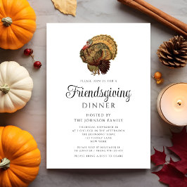 Elegantes Vintages Türkei Erntedank Dinner Einladung