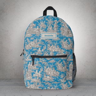 Elegantes Vintages türkisfarbenes Toile de jouy Bedruckter Rucksack
