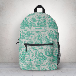 Elegantes Vintages türkisfarbenes Toile de jouy Bedruckter Rucksack