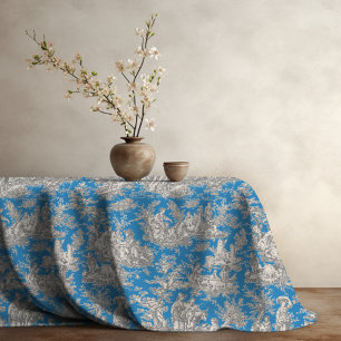 Elegantes Vintages türkisfarbenes Toile de jouy ge Tischdecke