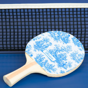 Elegantes Vintages türkisfarbenes Toile de jouy Tischtennis Schläger