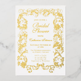 Elegantes Vintages Verziertes Gold Foil Brautparty Folieneinladung