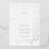 Elegantes Vintages Verziertes Weißgrausilber Folieneinladung (Vorderseite)