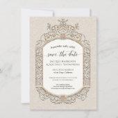 Elegantes Vintages Viktorianisches Elfenbeingoldfo Einladung (Vorderseite)