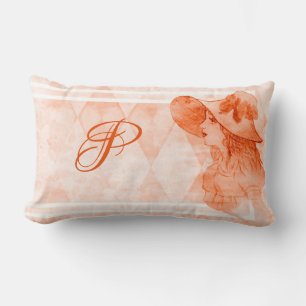 Elegantes Vintages Viktorianisches Lady Monogram Lendenkissen