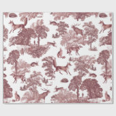 Elegantes Vintages Waldland Burgundy Fox Rabbit To Geschenkpapier (Flach)