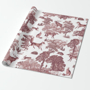 Elegantes Vintages Waldland Burgundy Fox Rabbit To Geschenkpapier