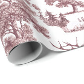 Elegantes Vintages Waldland Burgundy Fox Rabbit To Geschenkpapier (Rolleneckpunkt)