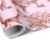 Elegantes Vintages Waldland Fox Hare Red Pink Geschenkpapier (Rolleneckpunkt)