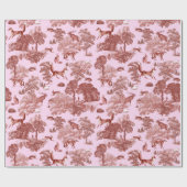 Elegantes Vintages Waldland Fox Hare Red Pink Geschenkpapier (Flach)