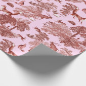 Elegantes Vintages Waldland Fox Hare Red Pink Geschenkpapier (Ecke)
