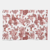Elegantes Vintages Waldland Fox Rabbit Rot Toile Geschirrtuch (Horizontal)