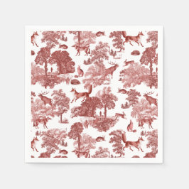 Elegantes Vintages Waldland Fox Rabbit Rot Toile Serviette